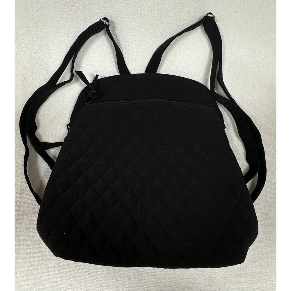 Vera Bradley Backpack Black Quilted Black Interior Travel School Backpack EUC